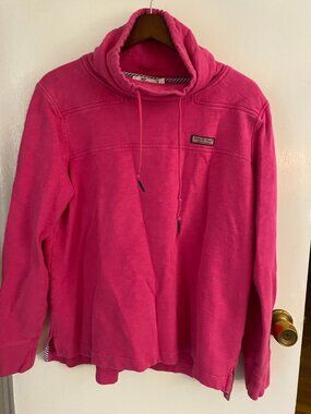VINEYARD VINES Pink Cowl Neck Waffle Knit Sweatshirt - Large